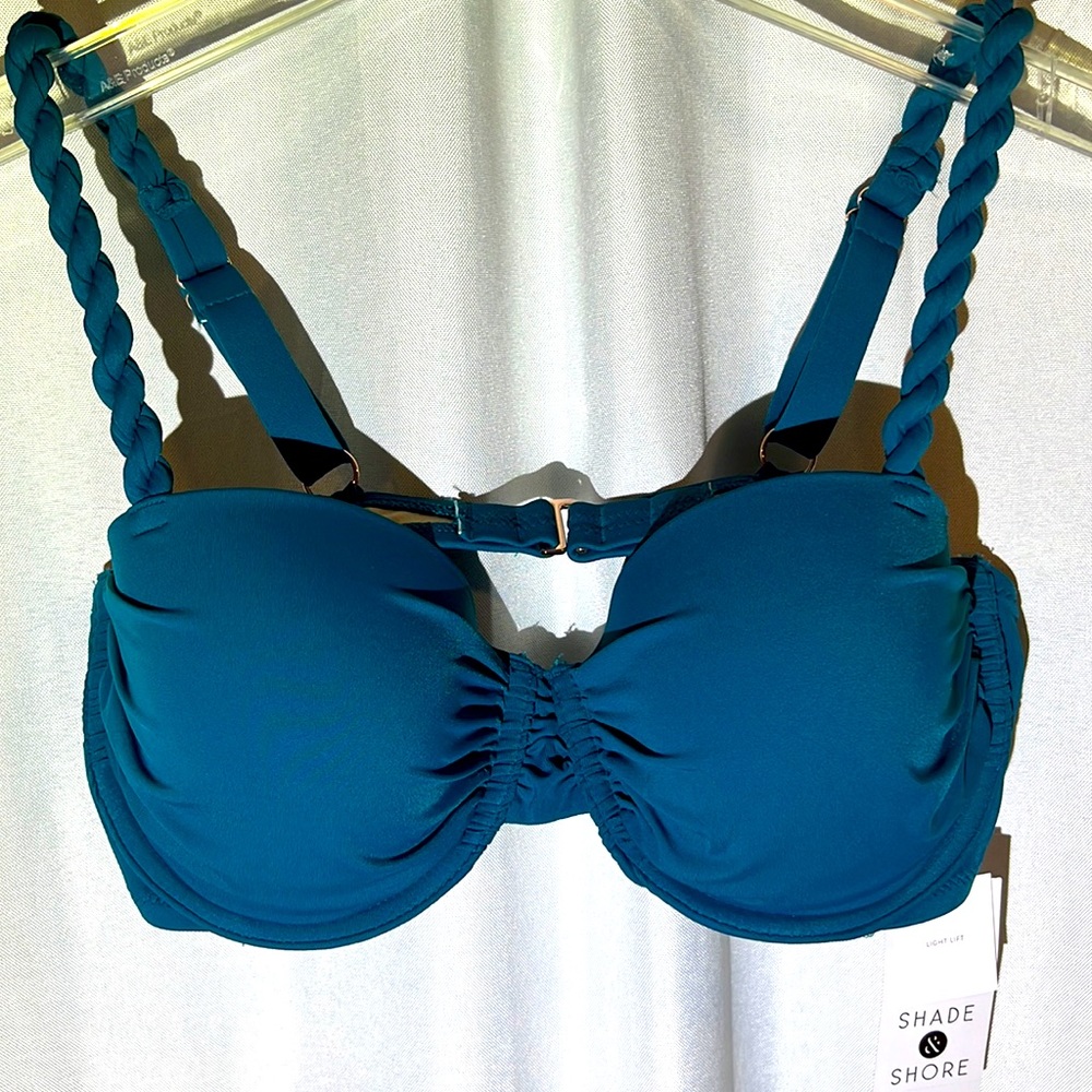 NWT Shade & Shore 34C Teal bikini top
